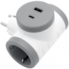 Ταφ Σούκο σε 2 Φις Σούκο Θηλυκό με USB & USB Type C 20W 16Α